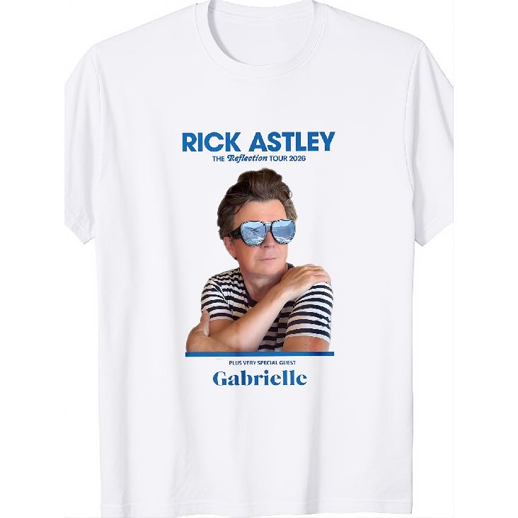 Rick Astley Reflection Tour 2026 T-Shirt Front And Back Concert Jumper UK Tour Dates 1 S белый