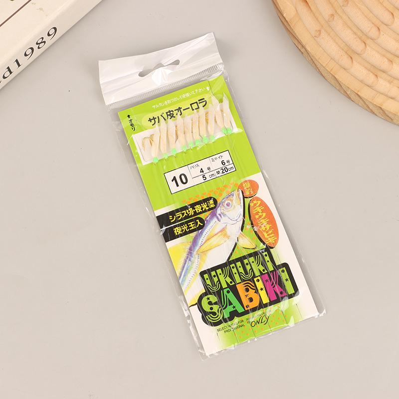 10 Stück/Packung Weißer Fischhaut Bionischer Vorfachhaken Apollo Uki Uki Sabiki Weiße Fischhaut Fisch Angelhaken Angelhaken Angelwerkzeug