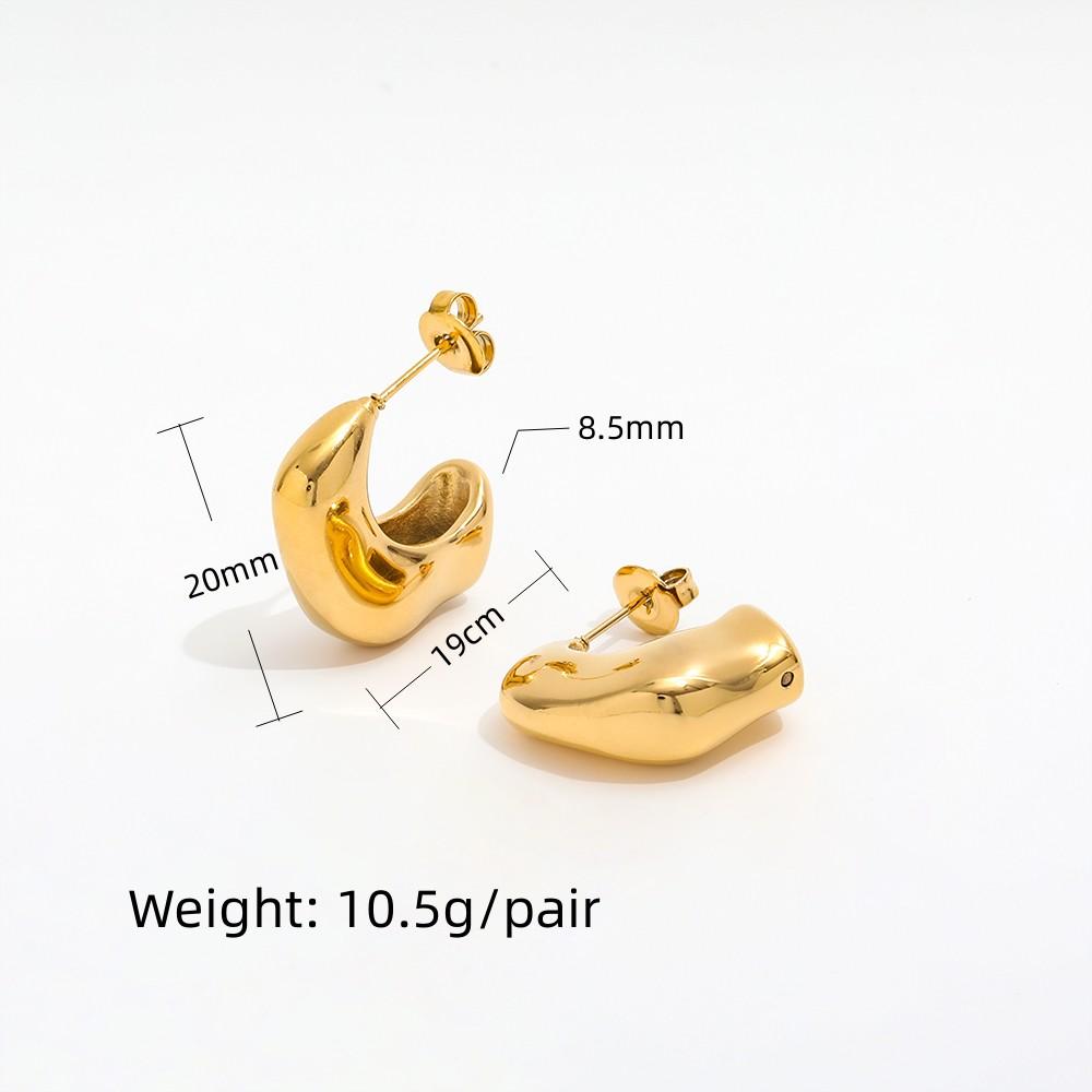 18K Gold Plated Irregular Stainless Steel Hollow Hoop Earring for Women Design Jewelry золотой