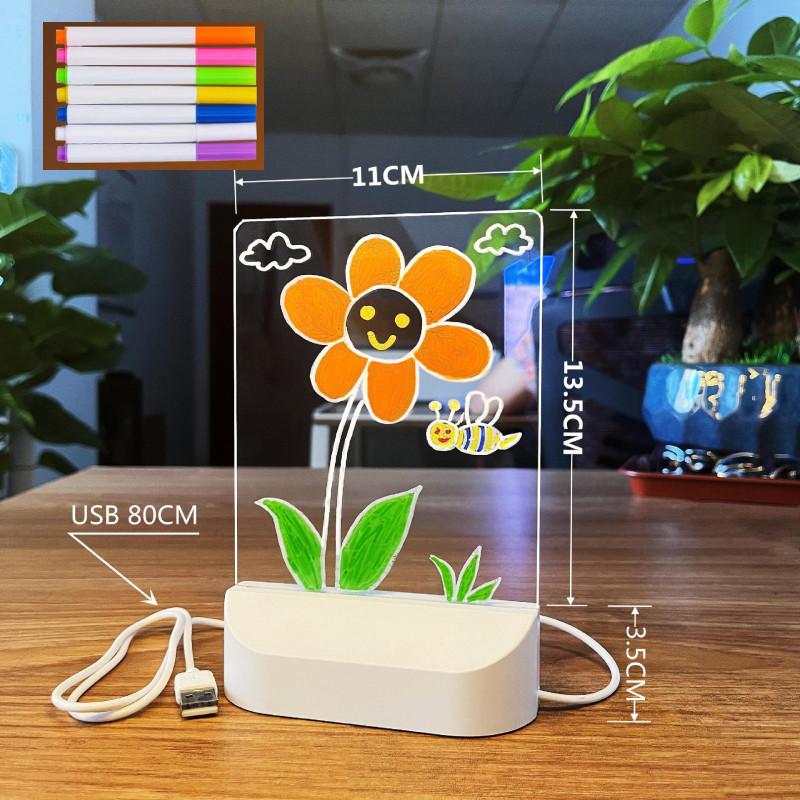 

Led Light Note Board With Color Pens Acrylic Dry Erase Drawing Message Marker XS