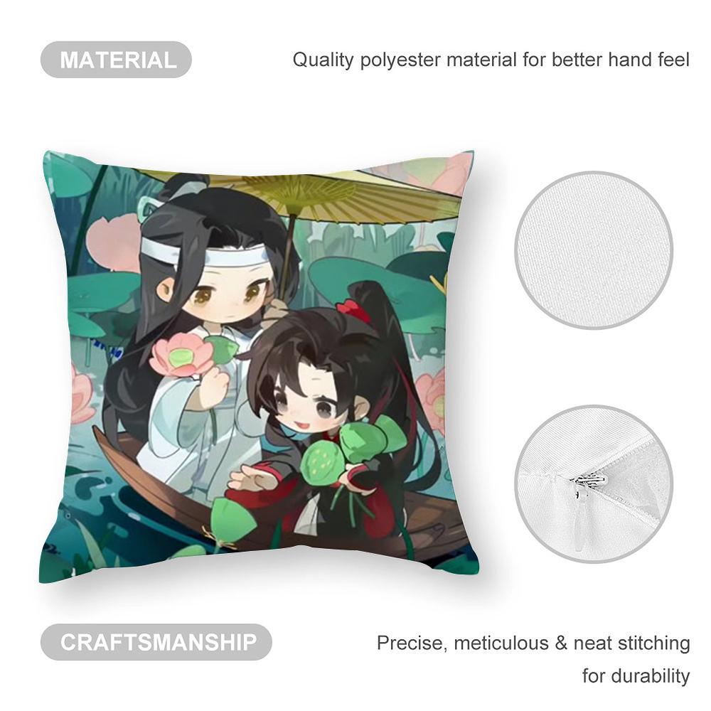 M-Mo D-Dao Z-Zu S-Shi Pillow Case Plush Fabric Soft Double Sided Print Sofa Cushion Cover Throw Pillow Covers