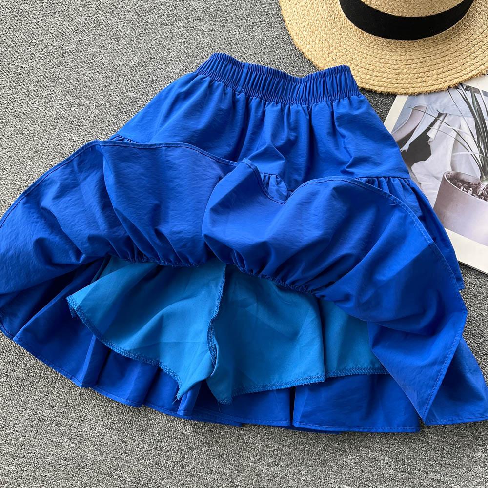 All-Match Cake Skirt Women's Summer French Retro High Waist Slimming Ruffled A-Line Skirt