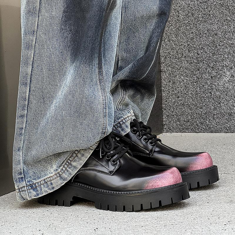 

Leather shoes men s retro British style business dress casual shoes summer soft-soled leather shoes 3138-J 38 фиолетовый