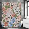Vintage antique style botanical floral rustic shower curtain, bathroom decorative shower curtain, waterproof shower curtain with