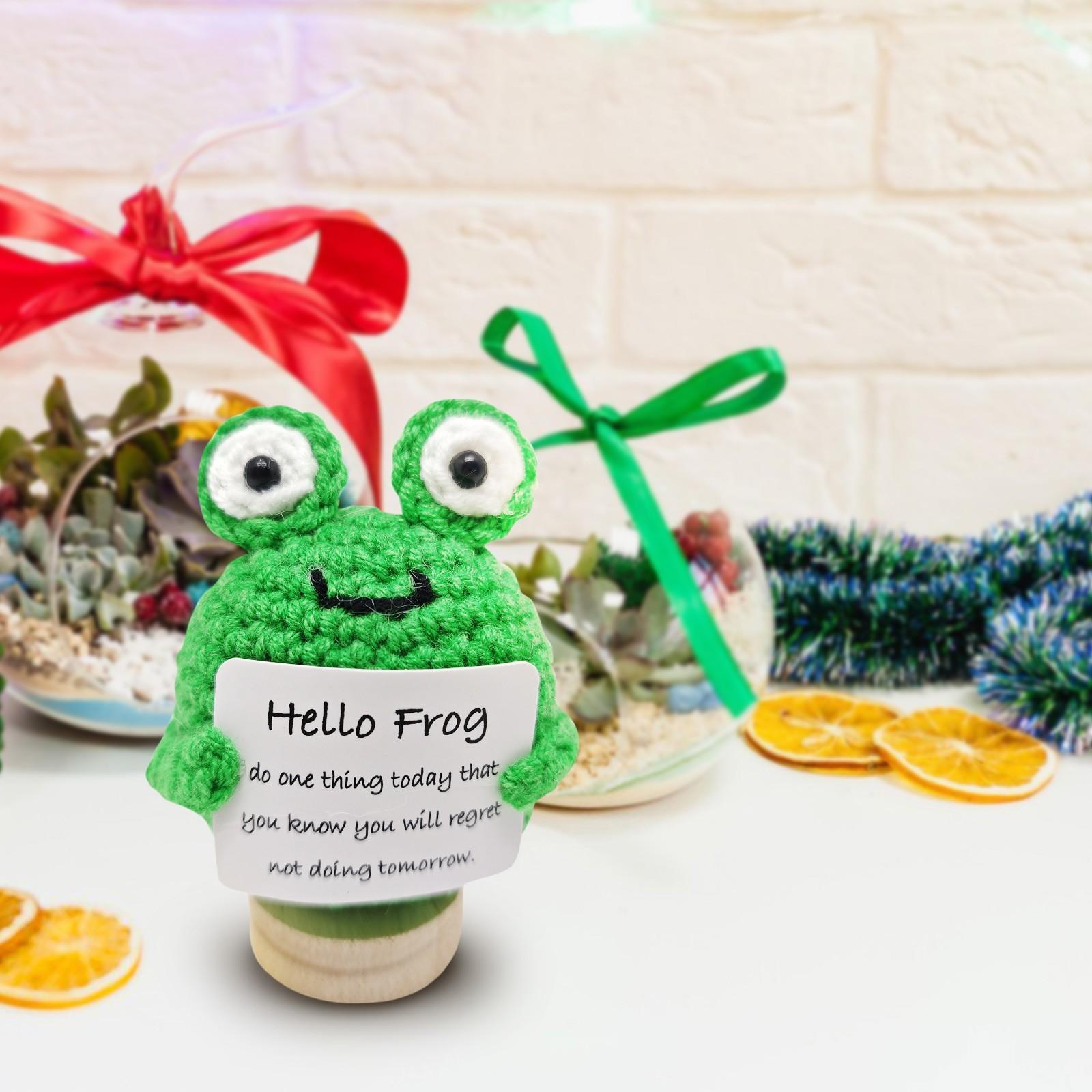 

Забавные позитивные подарки, маленькие вязаные крючком животные, милые вещи, вдохновляющие подарки, эмоциональная мотивация, декор для поддержки One Size зелёный