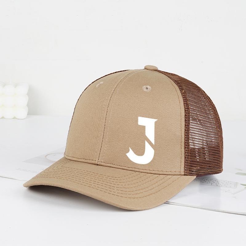 

Creative “J” Print Trucker Cap – Spring/Summer Casual Hat, Lightweight and Breathable, Adjustable Sun Hat, Fashion Accessory