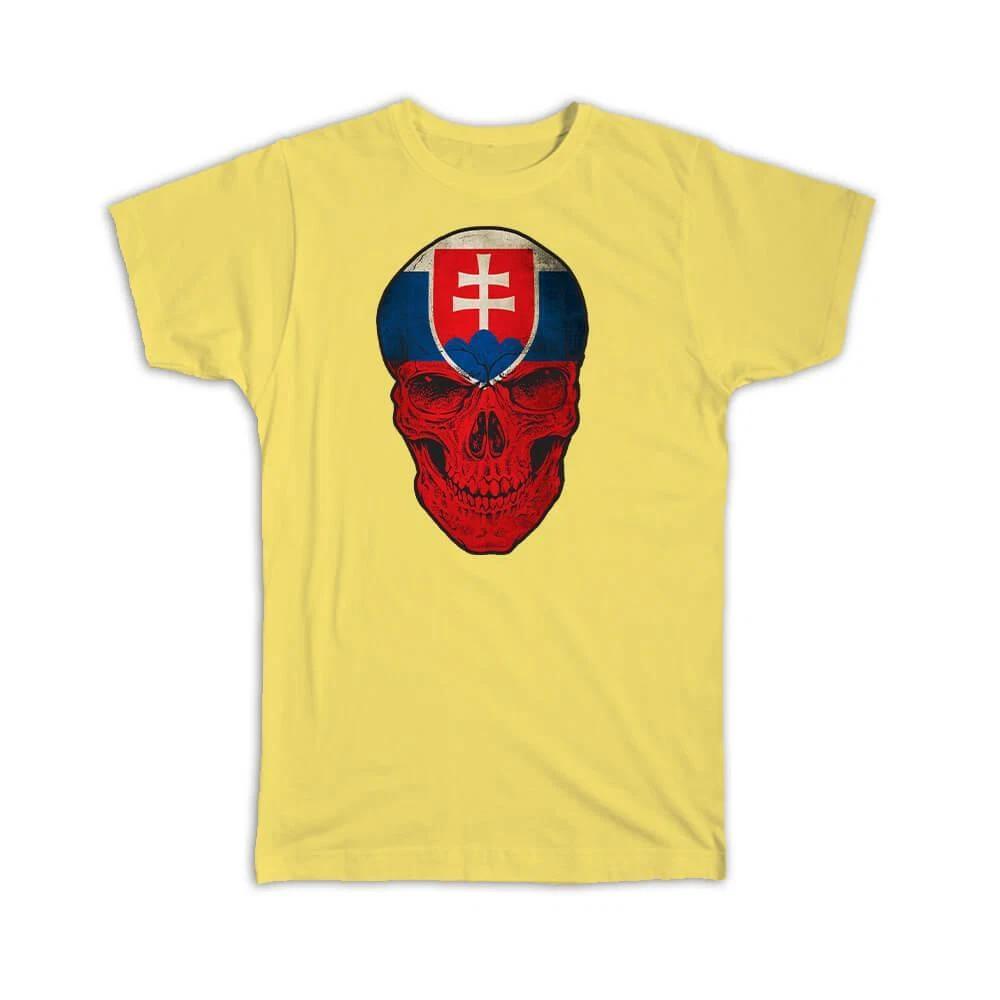 Gift T-Shirt : Slovakia Flag Skull Slovak National Colors M