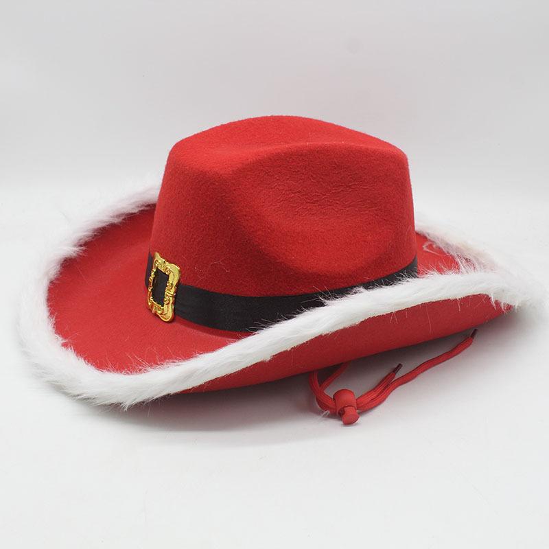 Stage Festival Performance Hat One-word Hat European and American Christmas Series Top Hat Premium Sense Warped Edge Cowboy Hat