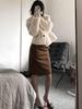 American Retro High-Waisted Elegant Slit Skirt for Women - Autumn/Winter Slimming Fashion