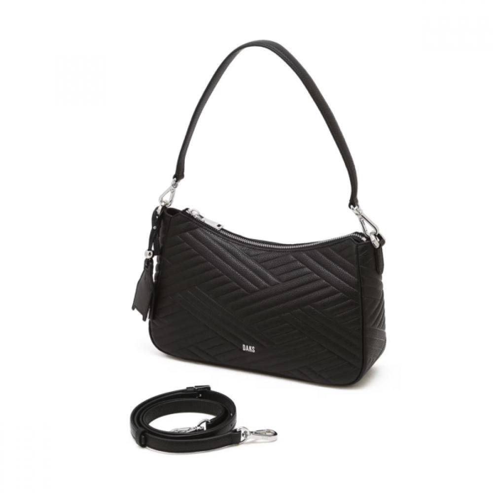 Daks Black Cowhide Shoulder Bag With Logo Decoration Dcba6f372bk