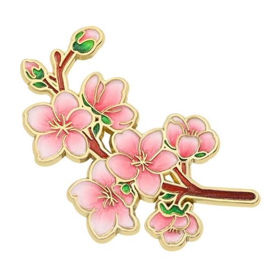 Flower Gods Brooch, Metal Pin Badge with UV Printed, Peony Plum Blossom Design Lapel Pin for Hanfu And Chinese Style Wear