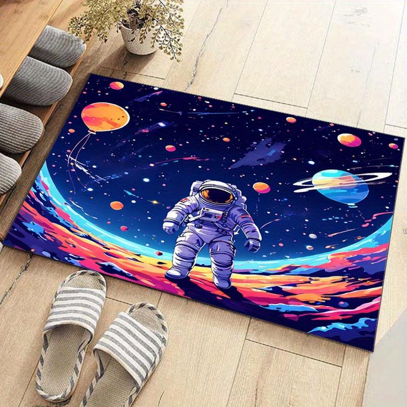 

Astronaut in Space-Themed Area Rug - Explore The Universe Starry Sky Pattern, Non-Slip Polyester Carpet Mat for Home, Office, 50x80cm