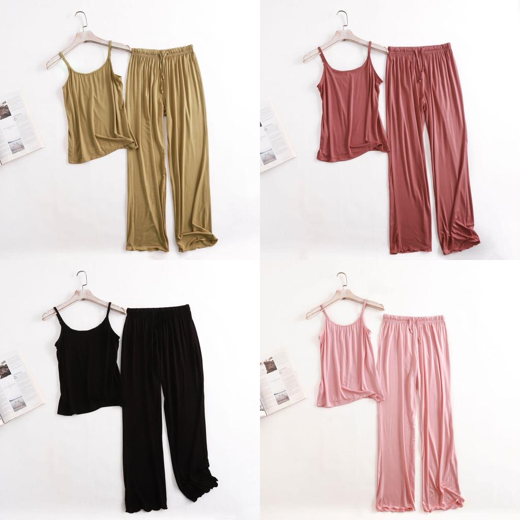 Modal Sleepwear Set For Women With Loose Fit Ruffle Pants Breathable Loungewear For Home Use