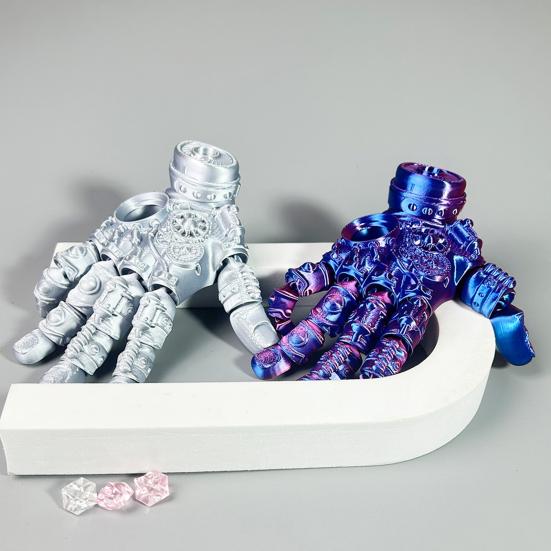 3D Printed Mechanical Hand Figurine Movable Joints Robotic Hand Statue Stress Relief Palm Fidget Toy Home Office Desktop Decoration Ornament