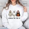 Halloween Chick or Treat Print Women  Hoodie Halloween Funny Chicken Graphic Hoodies Horror Spooky Season Sweatshirt Tops