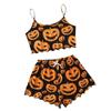 Women's Christmas Sleeveless Pumpkin Print Camisole Pajama Set