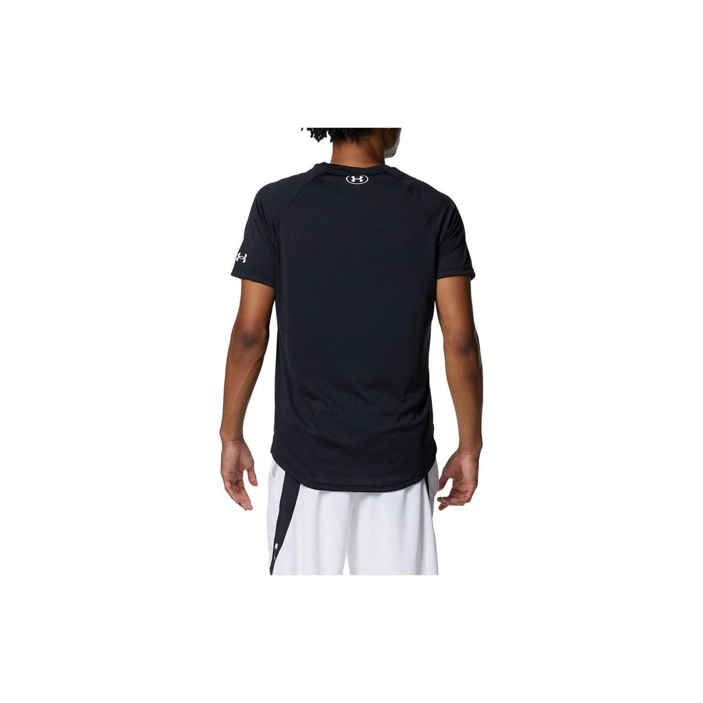 Under Armour Solid Color Sports Casual Crew Neck Short Sleeve T-Shirt Men Tops Black 1371938-001