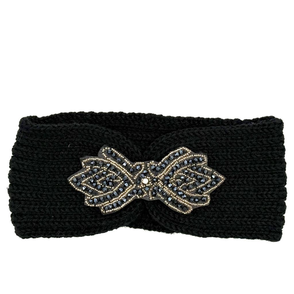 Crystal Beaded Winter Knit Headband Warm Turban Headwrap Hairbands Wool Ear Warmer Headscarf Head Wear Hair Accessories for Women Bandeau Bandanas