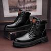 High Top Boots Men's Leather Shoes Fashion Motorcycle Ankle Military Boots for Men Winter Boots Man Shoes Lace-Up Botas Hombre