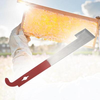 1 Stück Imkereiausrüstung Rot 26,5 cm Edelstahl Bienenstockwerkzeug Rahmenheber und Schaber J-Form Haken Imkerwerkzeug Schabemesser