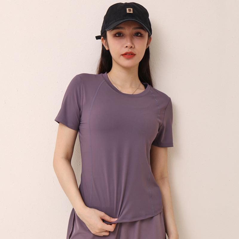 Women's Quick-Dry Mesh Yoga Top - Anti-Exposure, Short Sleeve, Summer Slimming.