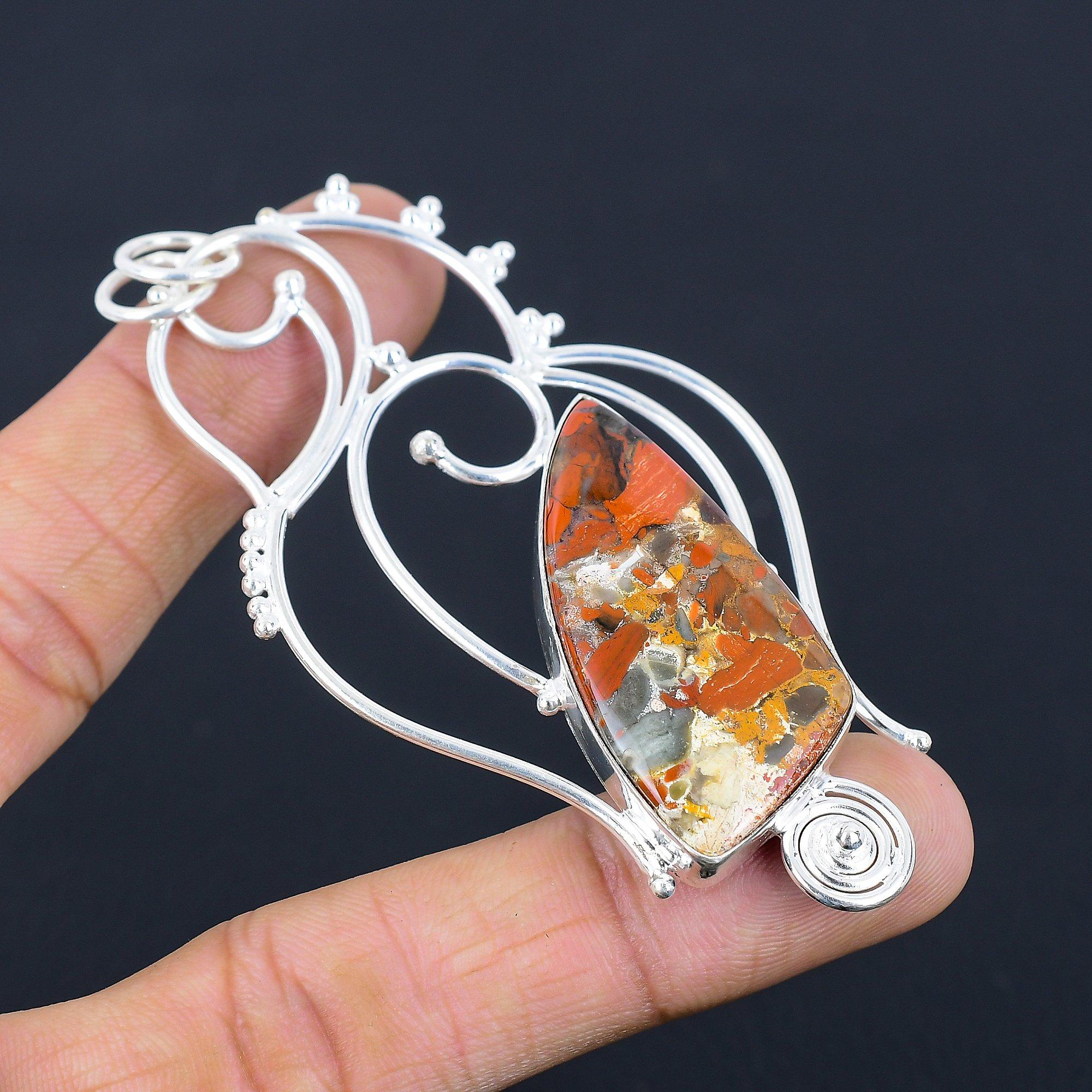 Натуральный красный яшмовый камень-змеевик, кулон из стерлингового серебра 925 пробы для женщин