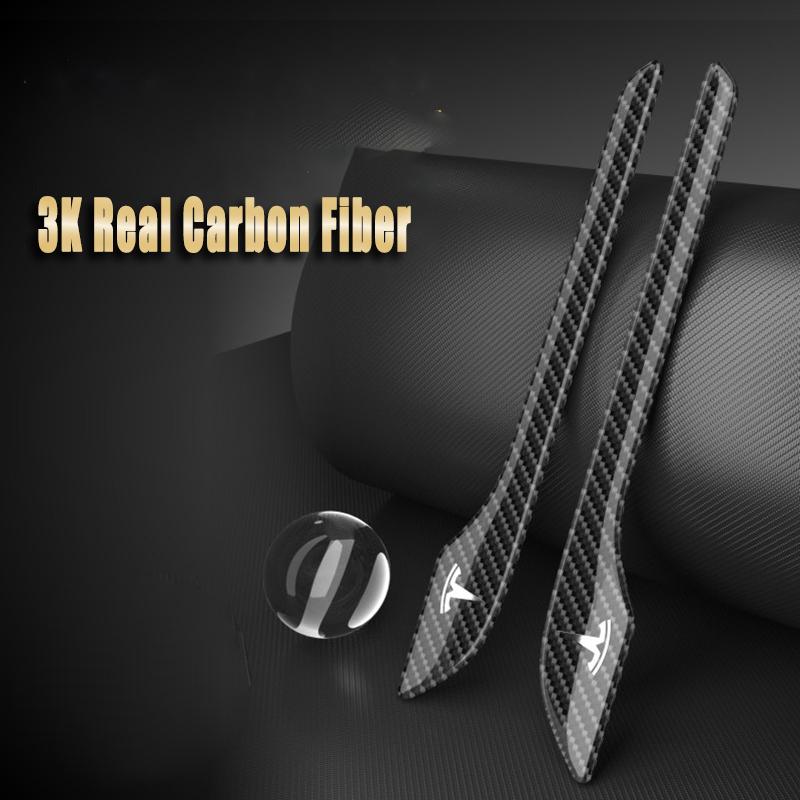 Carbon Fiber Door Handle Protector Cover for Tesla Model 3/Y, Anti-Scratch Sticker Decal, Metal Upgrade Exterior Accessories