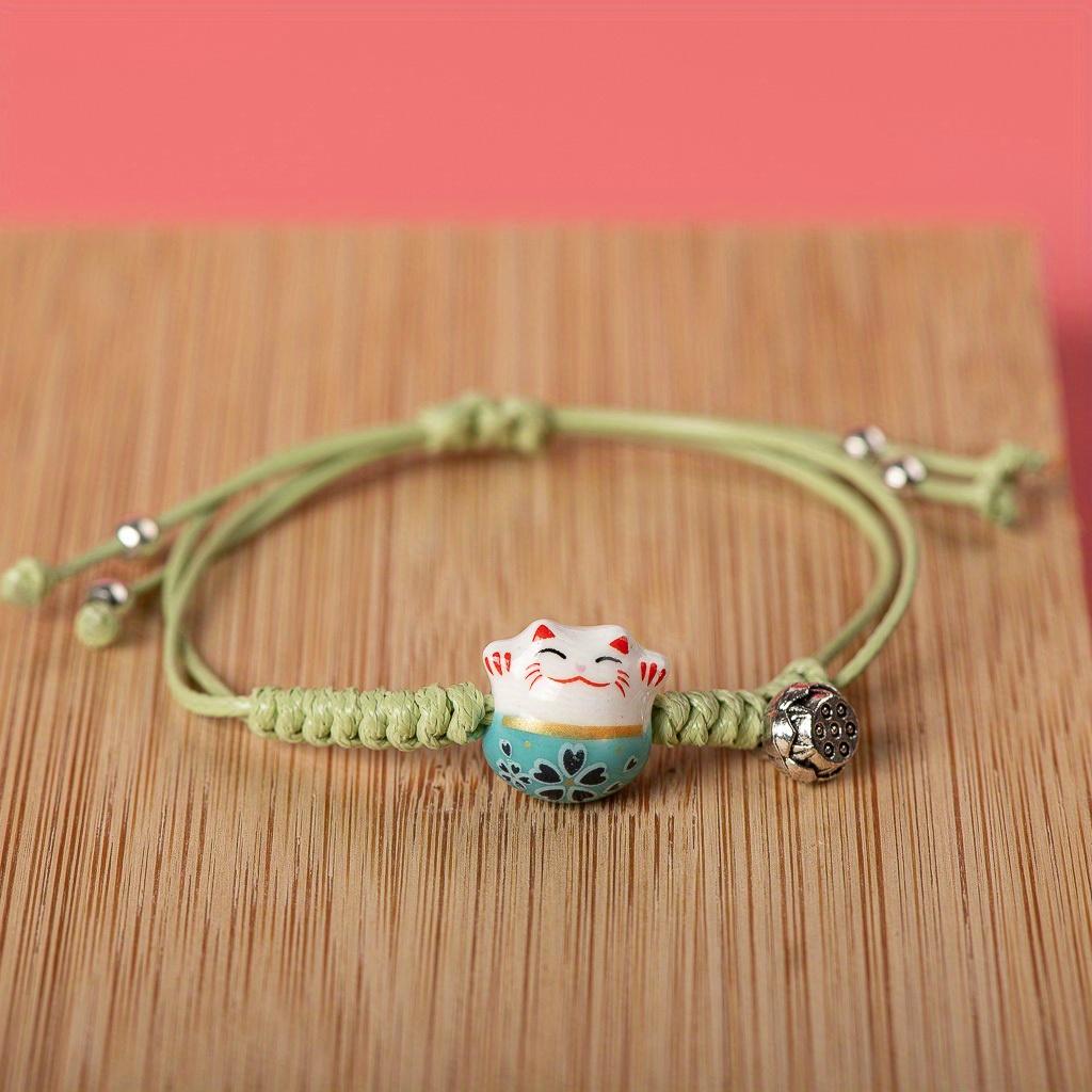 Cute Ceramic Pendant Bracelet, Ceramic Bead Bracelet Set, Fresh and Artistic Style Versatile Jewelry, Girl's Heart Jewelry