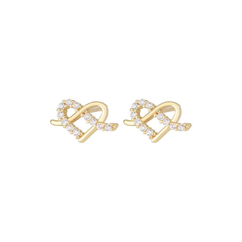 S925 Silber Diamant Ohrstecker für Damen Minimalistisch Herzförmig Elegant Nische Leichter Luxus Temperament Schmuck