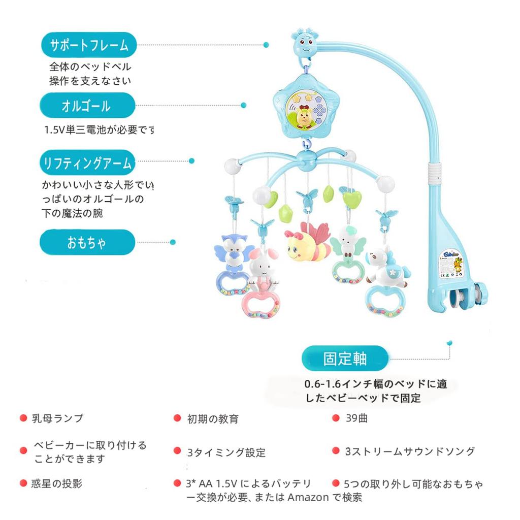 Light and Sound Toy for with Projector Perfect for Play Yard Fun Remote-controlled Cribs, Function, (blue)