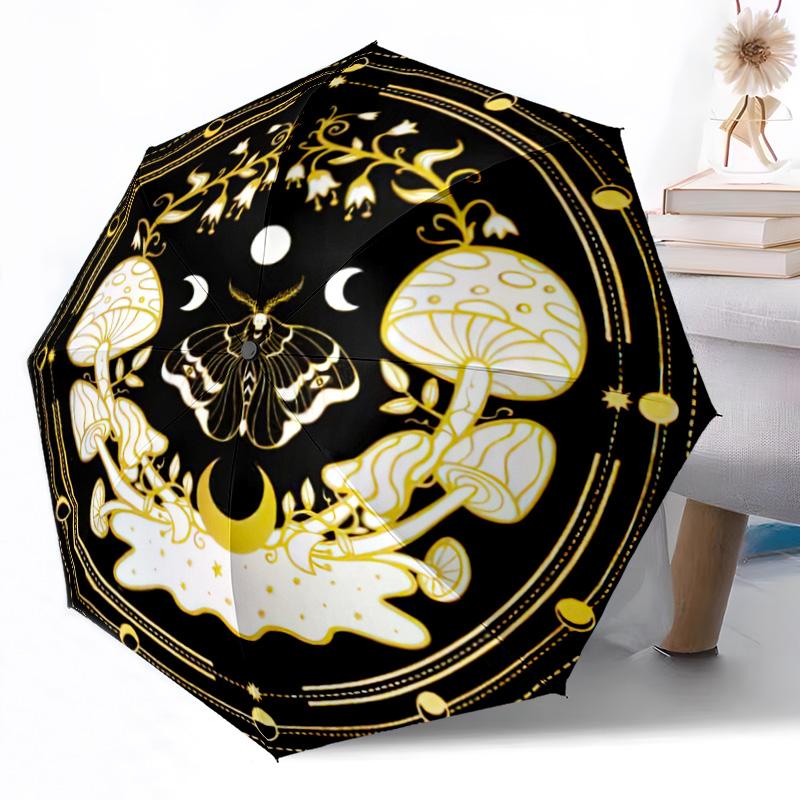 Moonlit Moth Garden Automatic Umbrella Compact 8-Rib Design Lightweight All-Season Travel Outdoor Accessory Perfect Gift for Women Men