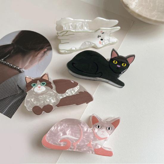 Women Hair Clip Cartoon Cat Dog Shape Hair Claw Anti-slip Teeth Large Size Back Head Shark Hair Claw Hair Accessories