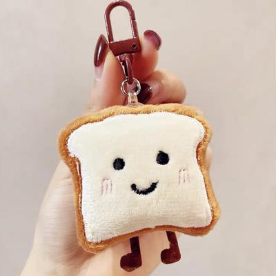 Chaveiro de pão torrado, desenho animado, pelúcia, comida, boneca, pingente, chaveiro de carro, mochila, pingentes, bolsa, decoração, acessórios
