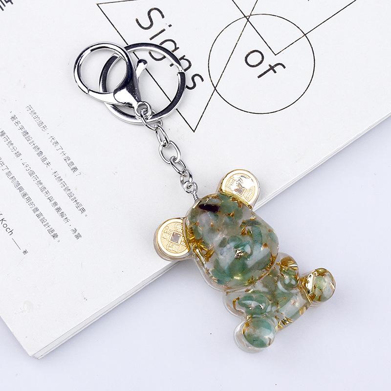 Crystal Resin Bear Keychain - Creative Hugging Bear Design for Car Keys