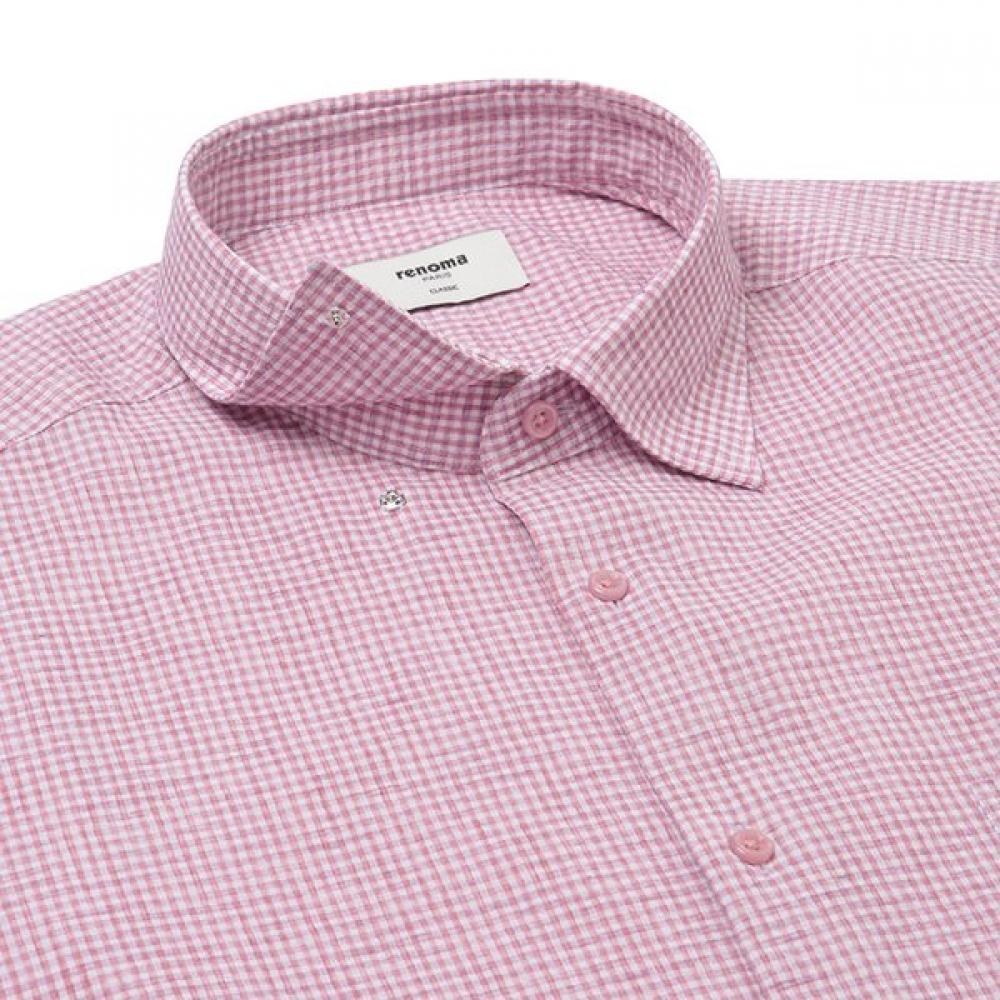 RENOMA Regular Fit Linen Blend Sucker Check Short Sleeve Shirt Rpusg1239 Pk