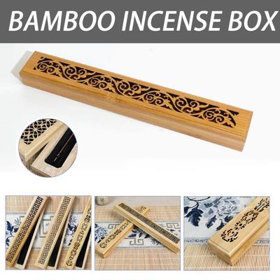 1PCS Wooden Bamboo Incense Stick Holder Grace Insence Box Burner Ash Catcher