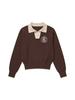 LORDLOAR Signature Color-Block Collar Long Sleeve Knit Brown