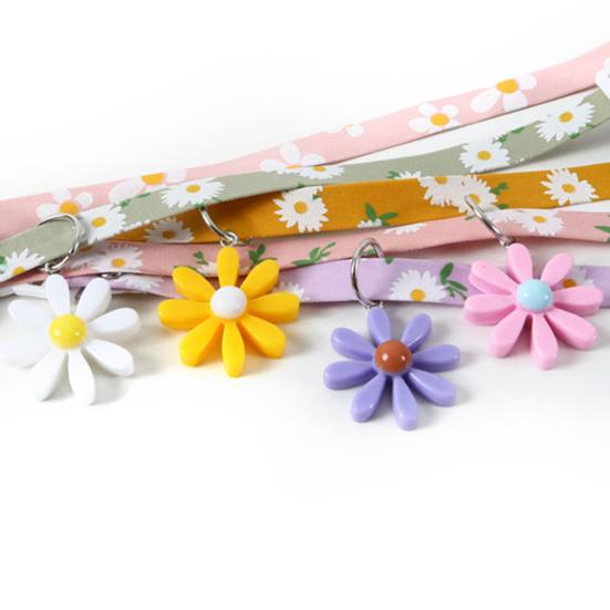 Puppy Collars Soft Cat Accessories Multicolor Adjustable Marguerite Flower Cat Collar for Pet