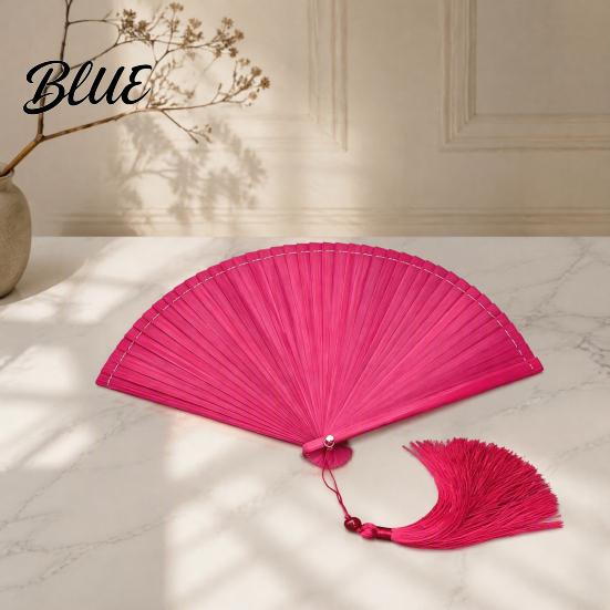 Portable Pocket Fan Vintage Japanese Bamboo Folding Fan Elegant Handheld with Tassels Decorative Cooling Oriental Style Accessory for Dancing