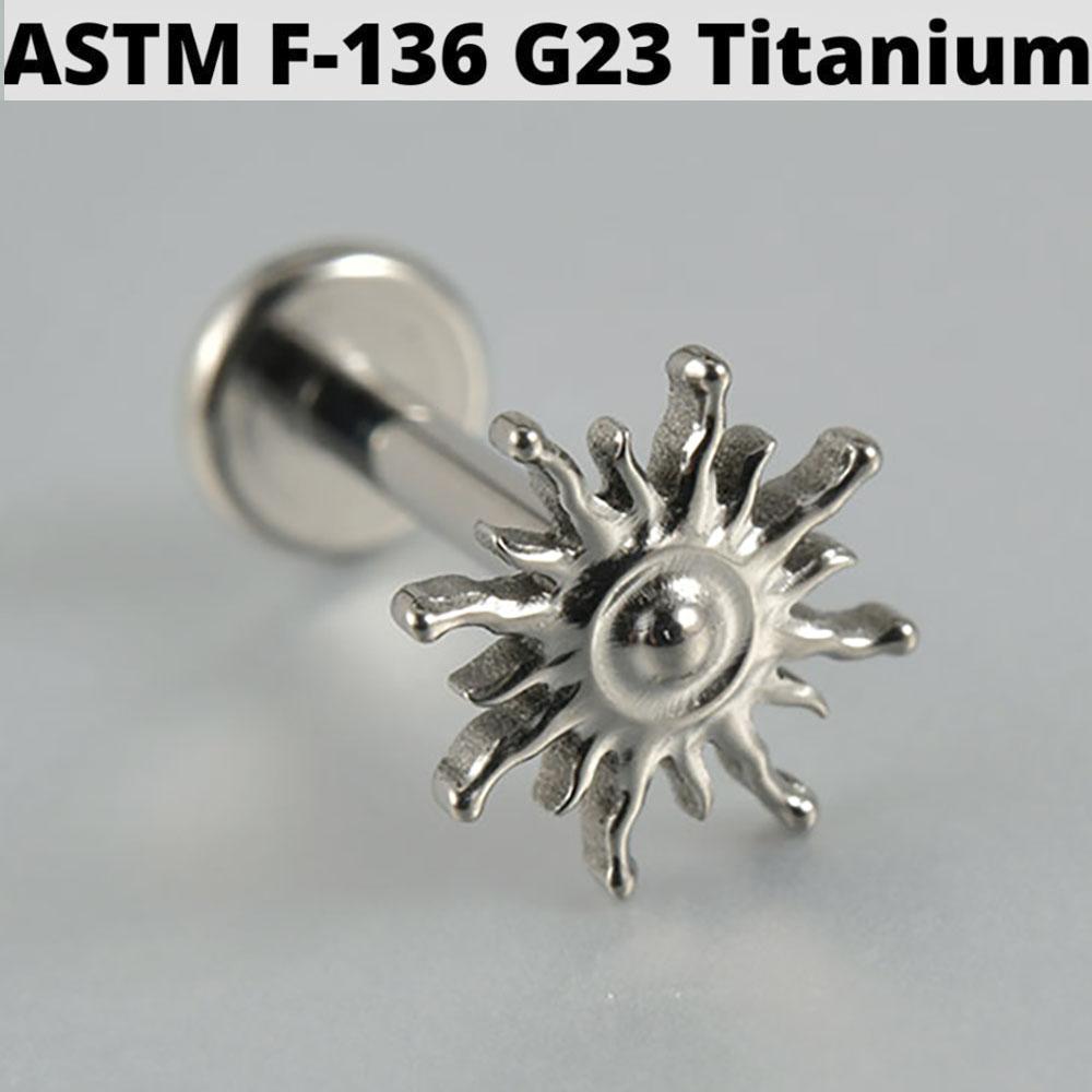 Cz Four Pointed Star G23 Solid Titanium Cartilage Earrings Stud 16G Internally Threaded Sun Helix Ear Tragus Piercing Jewelry