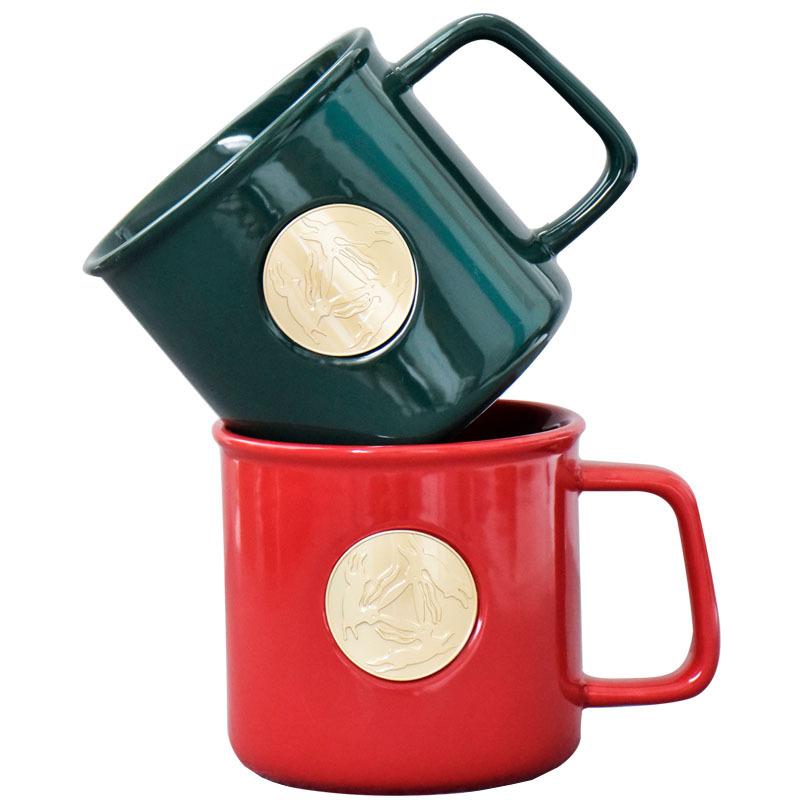 Bronze Badge Korean Ceramic Cup Couple Coffee Cup Office Household Drinking Cup Afternoon Tea Cup Milk Cup