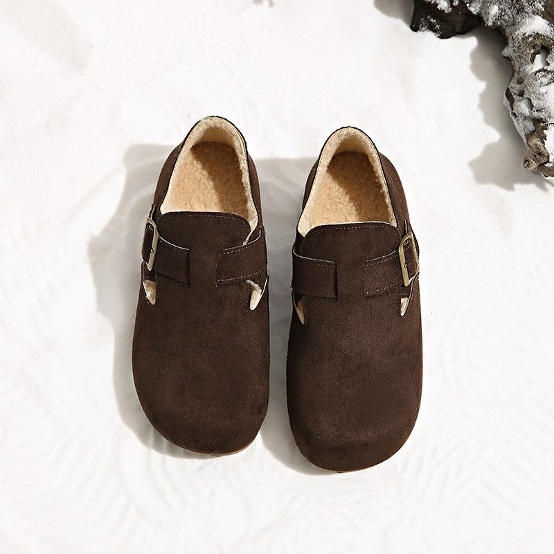 Korean version 2025 autumn and winter new belt buckle French retro Bo shoes women's shoes Doudou single shoes versatile single shoes