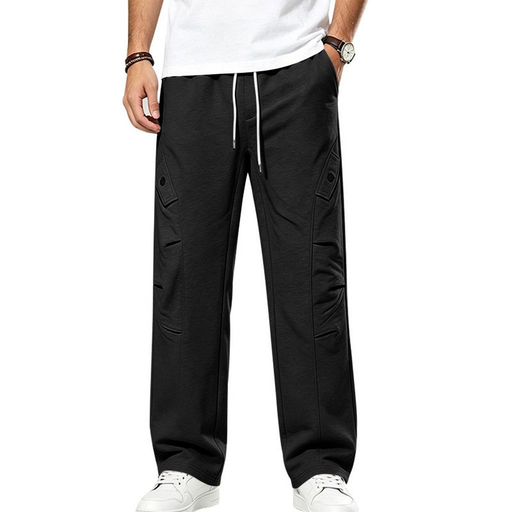 Pantalon de survêtement droit en sergé pour homme Coupe ample Hip Hop Streetwear Décontracté