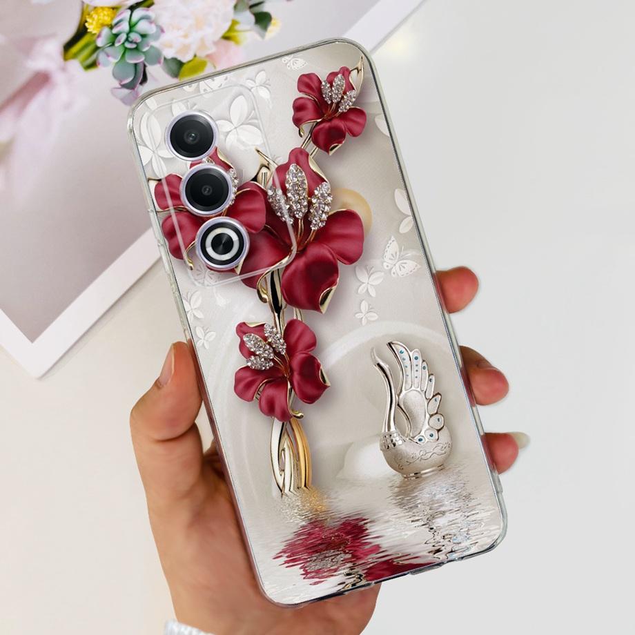 

Soft Clear Silicone Bumper Cover For Oppo A80 5G Case OPPO CPH2639 K12X CPH2667 Marble Love Heart Painting Coques OppoA80 Capas Oppo K12x CPH2667