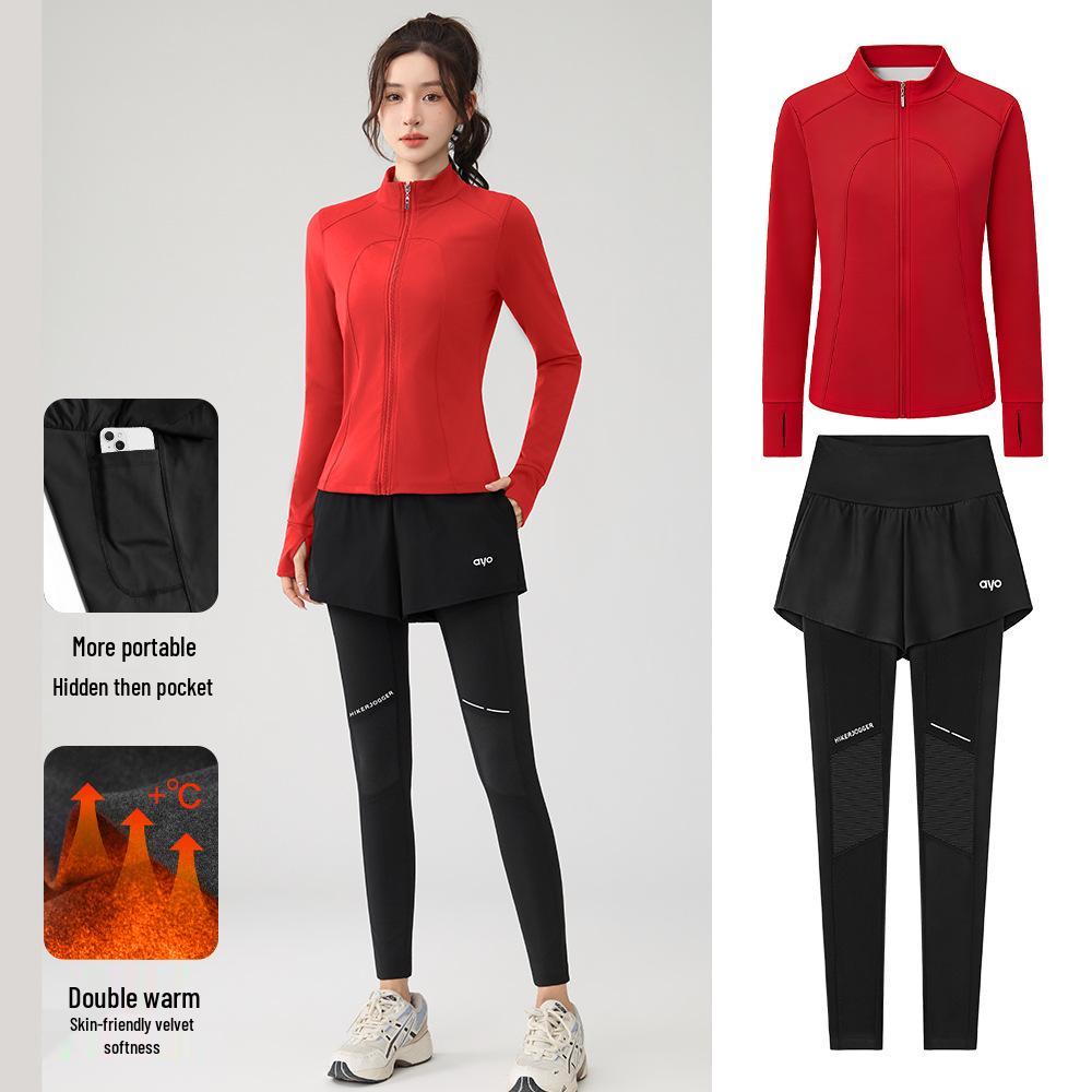 Autumn & Winter Quick-Dry Two-in-One Velvet Sports Pants for Running & Outdoor Fitness