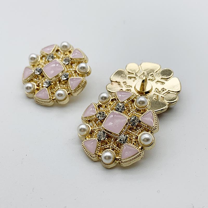 Vintage Coco-Style Rhinestone Metal Buttons for Woolen Coats