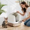 Large Stainless Steel Litter Box, Enclosed Metal Cat Litter Tray with Scoop, Deodoriser Bag, Front-Entry and Top-Exit