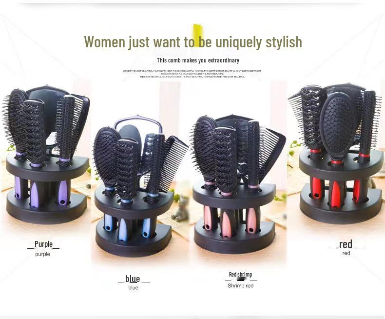 5-Piece Hairdressing Set with Mirror and Scalp Massage Comb