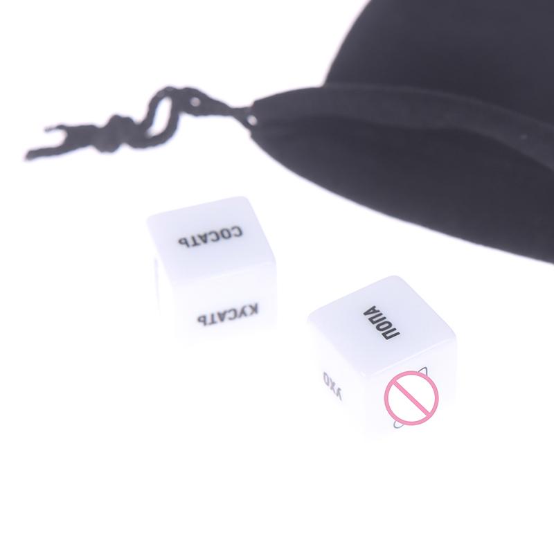 2Pcs Fun Acrylic Dice Love Sexy Dice Sex Dice Erotic Dice With Velvet Dice Bag