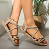 Fashion Sandals Women's Multi Straps Platform Beach Flat Woman Summer Beach Flat Women Roman Espadrilles Sandals